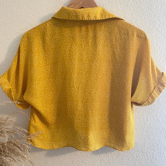 UO Urban Outfitters Yellow Polka Dot Sheer Top - Picture 6 of 7